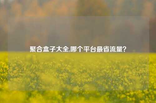 聚合盒子大全,哪个平台最省流量？