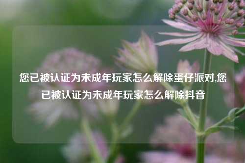 您已被认证为未成年玩家怎么解除蛋仔派对,您已被认证为未成年玩家怎么解除抖音