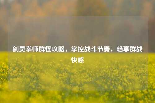 剑灵拳师群怪攻略，掌控战斗节奏，畅享群战快感