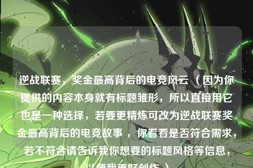 逆战联赛,奖金最高背后的电竞风云 (因为你提供的内容本身就有标题雏形,所以直接用它也是一种选择,若要更精炼可改为逆战联赛奖金最高背后的电竞故事 ,你看看是否符合需求,若不符合请告诉我你想要的标题风格等信息,以便我更好创作 )