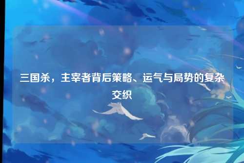 三国杀，主宰者背后策略、运气与局势的复杂交织